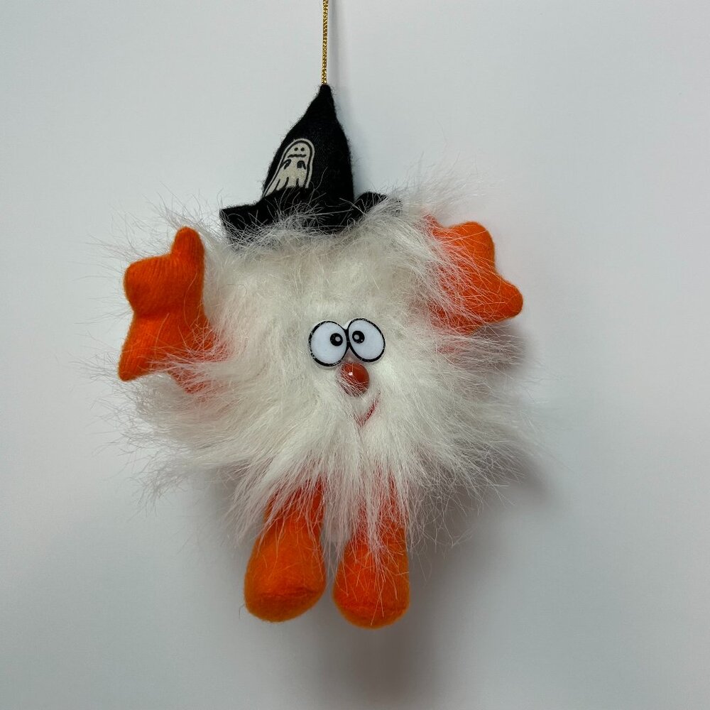 Vintage Kids of America Ghost Halloween Witch Hat Window Cling Spooky Fuzzy